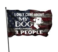 Bruant 90X150Cm Je Ne Me Soucie Que De Mon Chien Et Peut-Être De 3 Personnes Avec Œillets Fête Drapeaux Couleurs Vives Bannière Extérieure Pour Extérieur,Intérieur