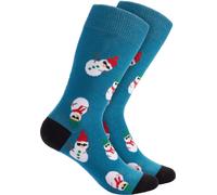 BRUBAKER 1 paire de chaussettes de Noël pour hommes et femmes - Chaussettes amusantes de Noël, bonhomme de neige cool, taille 35-40