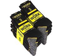 BRUBAKER 10 Paires de Chaussettes de Travail pour Hommes pour un Maintien Optimal - Chaussettes Fonctionnelles Robustes en Coton - Talon et Orteils Renforcés - Noir Gris Jaune - Taille 39-42