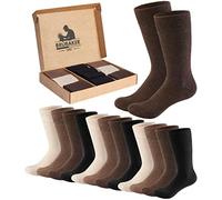 BRUBAKER 10 paires de chaussettes pour hommes en boîte cadeau - Confort & Business Chaussettes pour hommes - Grand set de chaussettes, Noir Marron et Beige, taille 35-38