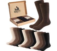 BRUBAKER 10 paires de chaussettes pour hommes en boîte cadeau - Confort & Business Chaussettes pour hommes - Grand set de chaussettes, Noir Marron et Beige, taille 35-38