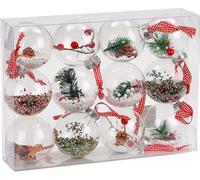 BRUBAKER 12 PCS. Set de boules en acrylique remplies de décorations pour l'arbre de Noël Ø 8 cm