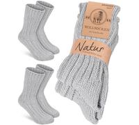 BRUBAKER 2 Paires de Chaussettes en Laine - Chaussettes d'Hiver pour Femme et Homme - Chaud et Moelleux - Set de Chaussettes d'Hiver en Laine de Mouton - Chaussettes Thermiques - Gris - 47-50