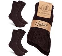 BRUBAKER 2 Paires de Chaussettes en Laine - Chaussettes d'Hiver pour Femme et Homme - Chaud et Moelleux - Set de Chaussettes d'Hiver en Laine de Mouton - Chaussettes Thermiques - Brun - 47-50