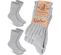 BRUBAKER 2 paires de chaussettes en laine - Chaussettes d'hiver pour femmes et hommes - Chaussettes d'hiver chaudes - Chaussettes thermiques en tricot, Gris, taille 39-42