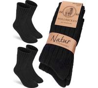 BRUBAKER 2 paires de chaussettes en laine - Chaussettes d'hiver pour femmes et hommes - Chaussettes d'hiver chaudes - Chaussettes thermiques en tricot, Noir, taille 43-46