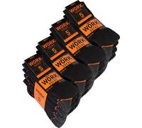 BRUBAKER 20 paires de chaussettes de travail pour hommes - Chaussettes de travail pour un maintien optimal au travail - Chaussettes pour hommes en coton, Noir Orange, 39-42