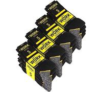 BRUBAKER 20 Paires de Chaussettes de Travail pour Hommes pour un Maintien Optimal - Chaussettes Fonctionnelles Robustes en Coton - Talon et Orteils Renforcés - Noir Gris Jaune - Taille 39-42