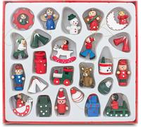 BRUBAKER 22 PCS. Set de décorations d'arbre de Noël en bois, figurines jusqu'à 4 cm, peintes à la main