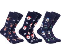 BRUBAKER 3 paires de chaussettes de Noël - Chaussettes amusantes pour hommes et femmes - Bonhomme de neige, renne et Père Noël, taille 41-45