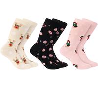BRUBAKER 3 paires de chaussettes de Noël - Drôles de chaussettes en coton avec des motifs de Noël - Rennes, pingouins et bonbons - Cadeau de Noël, EU 35-40