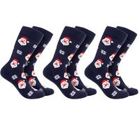 BRUBAKER 3 Paires de Chaussettes de Noël pour Femmes et Hommes - Pères Noël - Chaussettes en Coton Noël - Taille 41-45