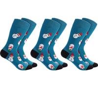 BRUBAKER 3 paires de chaussettes de Noël pour hommes et femmes - Chaussettes amusantes de Noël, bonhomme de neige cool, taille 41-45