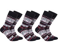 BRUBAKER 3 Paires de Chaussettes de Noël pour Hommes et Femmes - Motifs de Noël Amusants - Unisexe Chaussettes Douillettes Colorées Coton - Cadeau de Noël - Let it snow