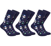 BRUBAKER 3 Paires de Chaussettes de Noël Unisexes - Motifs Amusants - Douillettes et Colorées en Coton - Cadeau pour Hommes et Femmes - Bonhomme de Neige