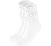 BRUBAKER 3x Slouch Chaussettes - Chaussettes de sport pour femmes - Scrunch Knit Chaussettes en coton, Blanc, 35-38