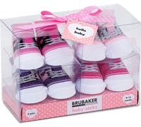 BRUBAKER 4 paires de chaussettes bébé fille 0-12 mois - Sneaker - en boîte cadeau