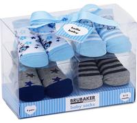 BRUBAKER 4 paires de chaussettes bébé garçon 0-12 mois - étoiles - en boîte cadeau