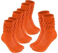 BRUBAKER 4 Paires de Chaussettes de Sport Rétro - Chaussettes pour Femmes pour Fitness, Yoga, Workout et Gymnastique - 4 Paires de Chaussettes Tricotées pour Femmes - Orange, 35-38