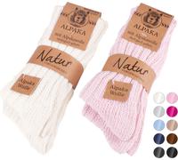 BRUBAKER 4 paires de chaussettes en alpaga avec laine d'alpaga - Set de chaussettes d'hiver pour femmes et hommes, rose et beige, 39-42