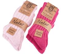 BRUBAKER 4 paires de chaussettes en alpaga avec laine d'alpaga - Set de chaussettes d'hiver pour femmes et hommes, rose et rose, 35-38