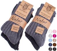 BRUBAKER 4 paires de chaussettes en alpaga avec laine d'alpaga - Set de chaussettes d'hiver pour femmes et hommes, gris et anthracite, 39-42