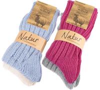 BRUBAKER 4 paires de chaussettes en cachemire pour femmes et hommes - Chaussettes chaudes avec 48% de laine de mouton et 40% de cachemire, rose bleu beige et gris, taille : 43-46
