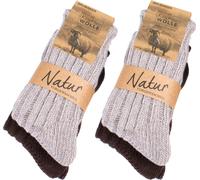 BRUBAKER 4 paires de chaussettes en cachemire pour femmes et hommes - Chaussettes chaudes avec 48% de laine de mouton et 40% de cachemire, beige et marron, taille : 43-46