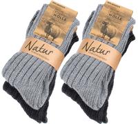 BRUBAKER 4 paires de chaussettes en cachemire pour femmes et hommes - Chaussettes chaudes avec 48% de laine de mouton et 40% de cachemire, gris et anthracite, taille : 47-50
