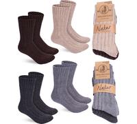 BRUBAKER 4 paires de chaussettes en laine - Chaussettes d'hiver chaudes pour femmes et hommes - Chaussettes d'hiver, Gris Marron Beige et Anthracite, taille 43-46