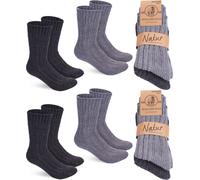 BRUBAKER 4 paires de chaussettes en laine - Chaussettes d'hiver chaudes pour femmes et hommes - Chaussettes d'hiver, Gris et Anthracite, taille 43-46