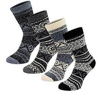 BRUBAKER 4 paires de chaussettes norvégiennes pour femmes Gris Noir Blanc T. 35 - 38