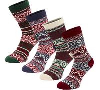 BRUBAKER 4 paires de chaussettes norvégiennes pour femmes Pack multicolore T. 39-42