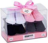 BRUBAKER 4 paires de chaussettes pour filles - 0-12 mois - dans une boîte cadeau