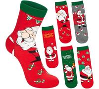 BRUBAKER 5 Paires de Chaussettes de Noël pour Hommes - Père Noël Rigolo avec Cadeaux - Modèles Amusants et Colorés - Coton Confortable de Haute Qualité - Lot Cadeau Original pour Lui - Pointure 41-45