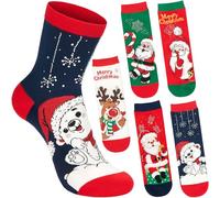 BRUBAKER 5 Paires de Chaussettes pour Noël - Père Noël, Renne et Ours Polaire - Modèles Amusants pour les Fêtes - Lot Coloré, Doux et Confortable - Cadeau pour Femmes et Filles - Pointure 36-41