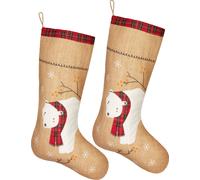 BRUBAKER 52 cm Chaussette de Noël à remplir et à suspendre - Ours polaire avec écharpe - grande chaussette de Saint-Nicolas, 2 pièces