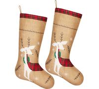 BRUBAKER 52 cm Chaussette de Noël à remplir et à suspendre - Renne festif - Grande chaussette de Saint Nicolas, 2 pièces