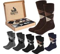 Brubaker 6 paires de chaussettes avec motif en losange - Chaussettes pour hommes avec motif à carreaux Argyle en boîte cadeau - Chaussettes confort pour hommes - douces et respirantes - mélange de cou