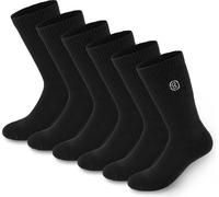 BRUBAKER 6 paires de chaussettes de tennis pour hommes et femmes - Longues chaussettes de sport en coton et polyester - Crew Socks Set de chaussettes en coton - Chaussettes de fitness unisexes - Noir