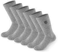 BRUBAKER 6 Paires de Chaussettes de Tennis pour Hommes et Femmes - Set de Longues Chaussettes de Sport en Coton et Polyester - Crew Socks - Unisexe Chaussettes de Fitness