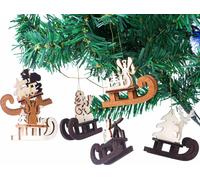 BRUBAKER 6 PCS. Set de pendentifs en bois pour traîneau - Décorations pour l'arbre de Noël - Décorations de Noël en bois naturel