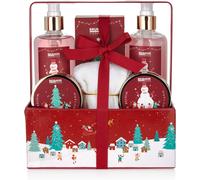 BRUBAKER 7Pcs Coffret Cadeau Nöel Bain et Douche avec Serviette dans Boîte Métal