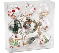 BRUBAKER 9 PCS. Set de grandes boules en acrylique remplies de décorations pour l'arbre de Noël Ø 10 cm