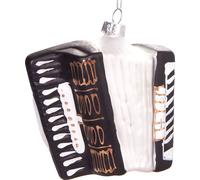BRUBAKER Accordéon Noir Blanc - Boule de Noël en verre peinte à la main - Décorations de Noël Figurines amusantes Pendentif Déco Boule d'arbre - 10 cm