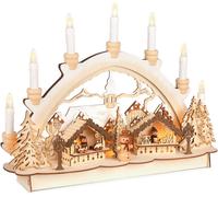 BRUBAKER Arc de lumière 3D - Arc de lumière avec bougies LED - Marché de Noël - Eclairage de Noël en bois - 31 x 41 x 11 cm Décoration de Noël peinte à la main