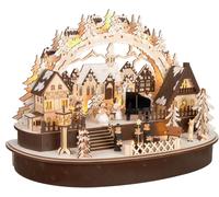BRUBAKER Arc de lumière 3D - Arc de lumière LED - Grand concert dans le village de Noël Eclairage de Noël en bois 31 x 45 x 22 cm - Peint à la main Décoration de Noël