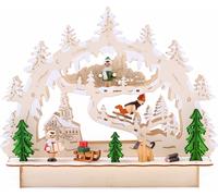 BRUBAKER - Arc lumineux 3D - Paysage d'hiver avec Église - Éclairage LED - 27 x 24 x 8,7 cm - Détails peints à la main - Bois naturel - Décoration de Noël traditionnelle