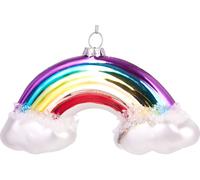 BRUBAKER Arc-en-ciel avec nuages multicolores - Boule de Noël en verre peinte à la main - Décorations de Noël Figurines amusantes Pendentif Déco Boule d'arbre - 12 cm