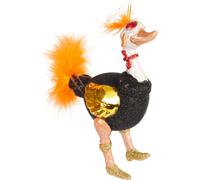 BRUBAKER Autruche avec lunettes d'aviateur Paillettes et plumes Boule de Noël en verre - Oiseau Décoration d'arbre de Noël Figure Drôle Pendentif de décoration de Noël